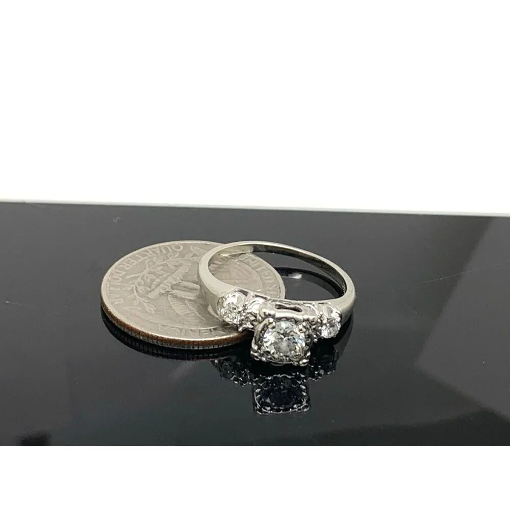 Engagement Ring Diamond 0.50ctw 14k White Gold Round Women's Jewelry Size 8